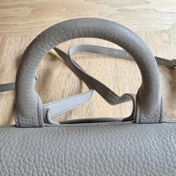 $450 TORY BURCH Thea Mini Pebble Leather Backpack Purse French Gray Tassels EUC - Picture 5 of 13